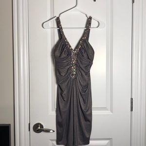 Gold Bejeweled Strap Dress